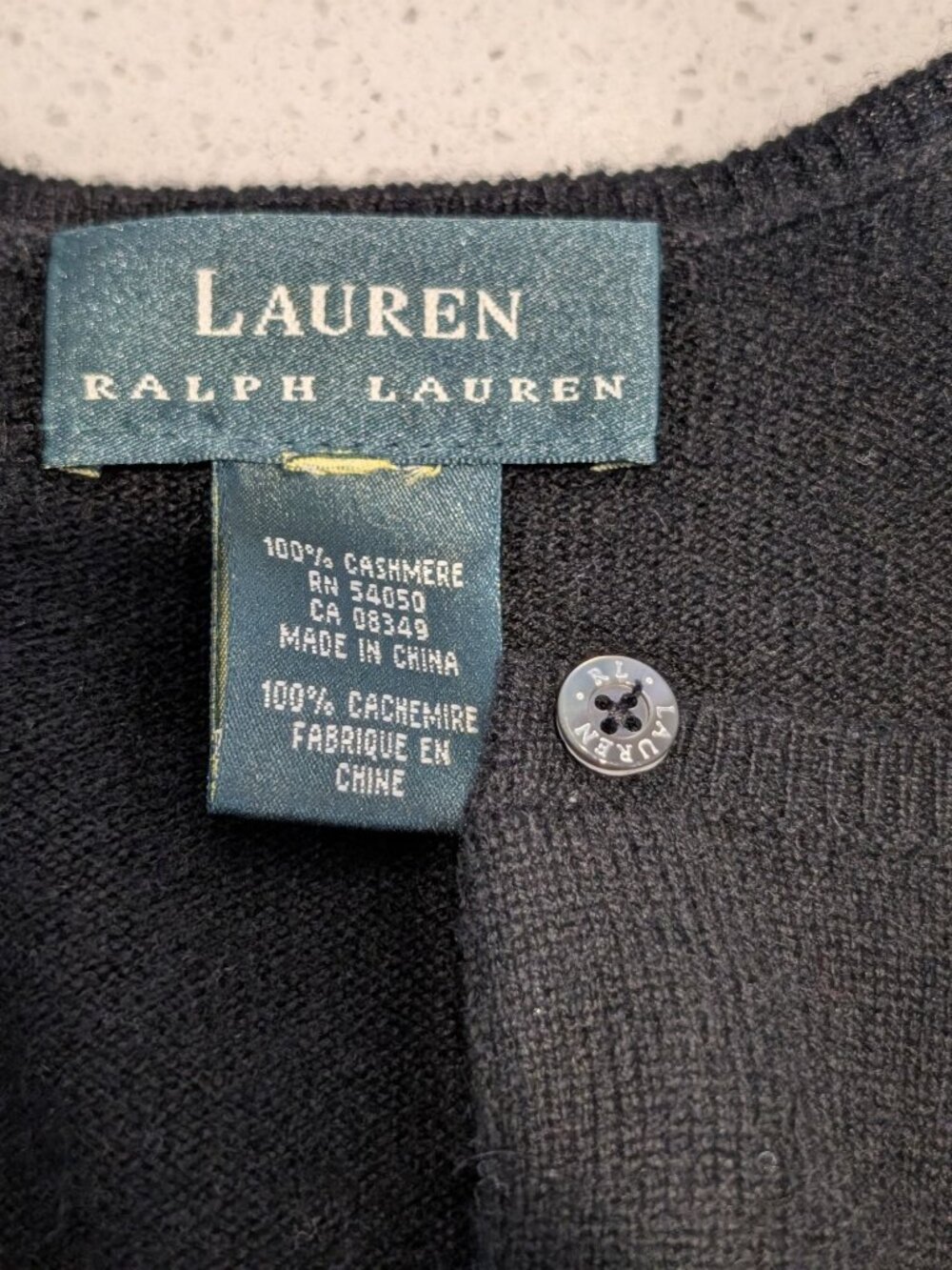 Lauren Ralph Lauren Womens Black 100% Cashmere Crewneck Button-Up Cardigan Sweat - Picture 14 of 15